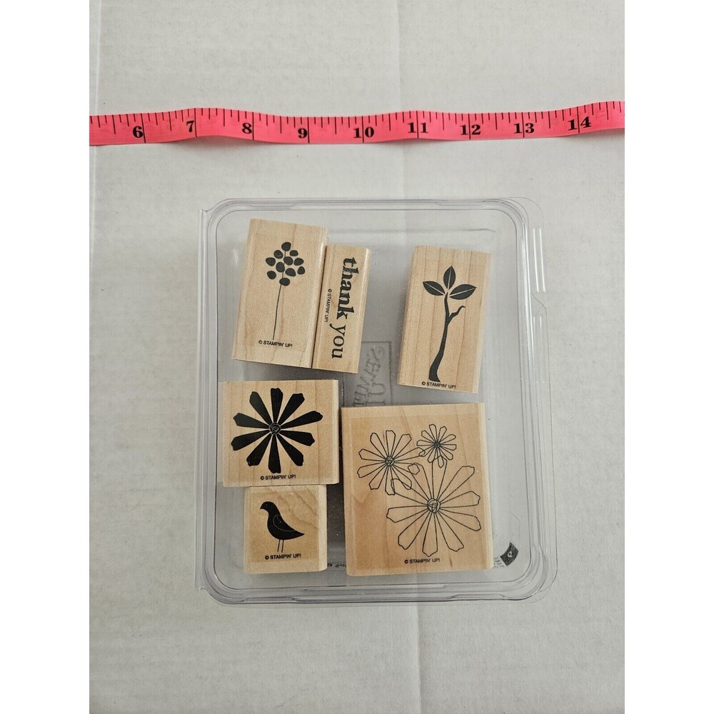 Stampin' Up! "Spring Solitude" 6pc Wood Mt Retired Flowers Bird